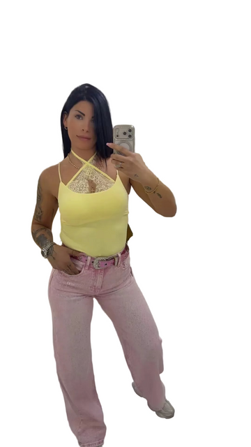 Jeans scintilla con cintura