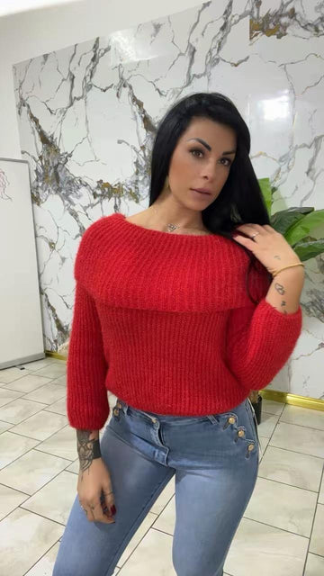 Maglione scollo barca