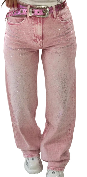 Jeans scintilla con cintura